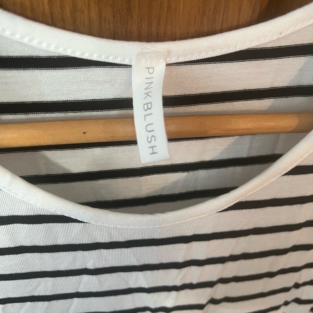 Pinkblush Maternity Black and White Striped Top - Picture 2 of 4